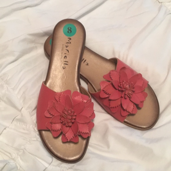 Mariella Shoes - Mariella leather coral slides